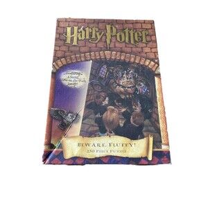 Vintage 2001 Harry Potter "Beware, Fluffy! 250 Piece Puzzle w/Glow in Dark Image